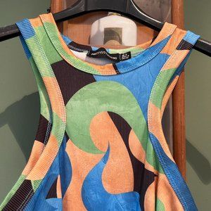 PrettyLittleThing Womens Blue and Green Crop-top